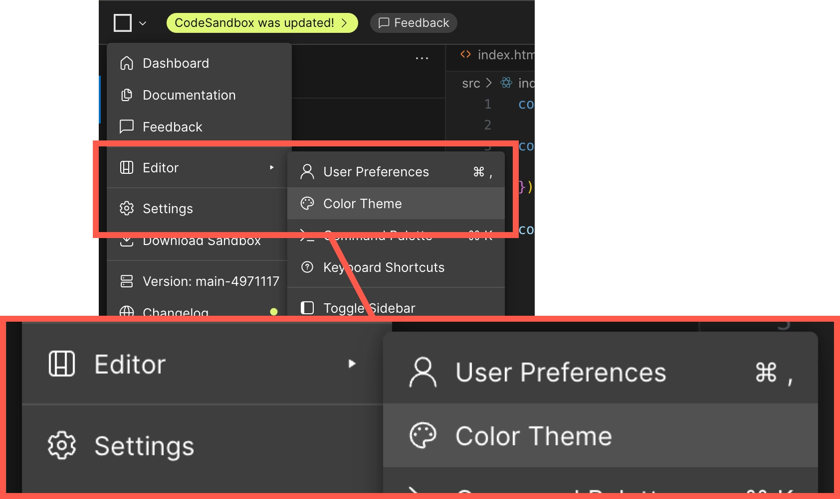 CodeSandbox Settings