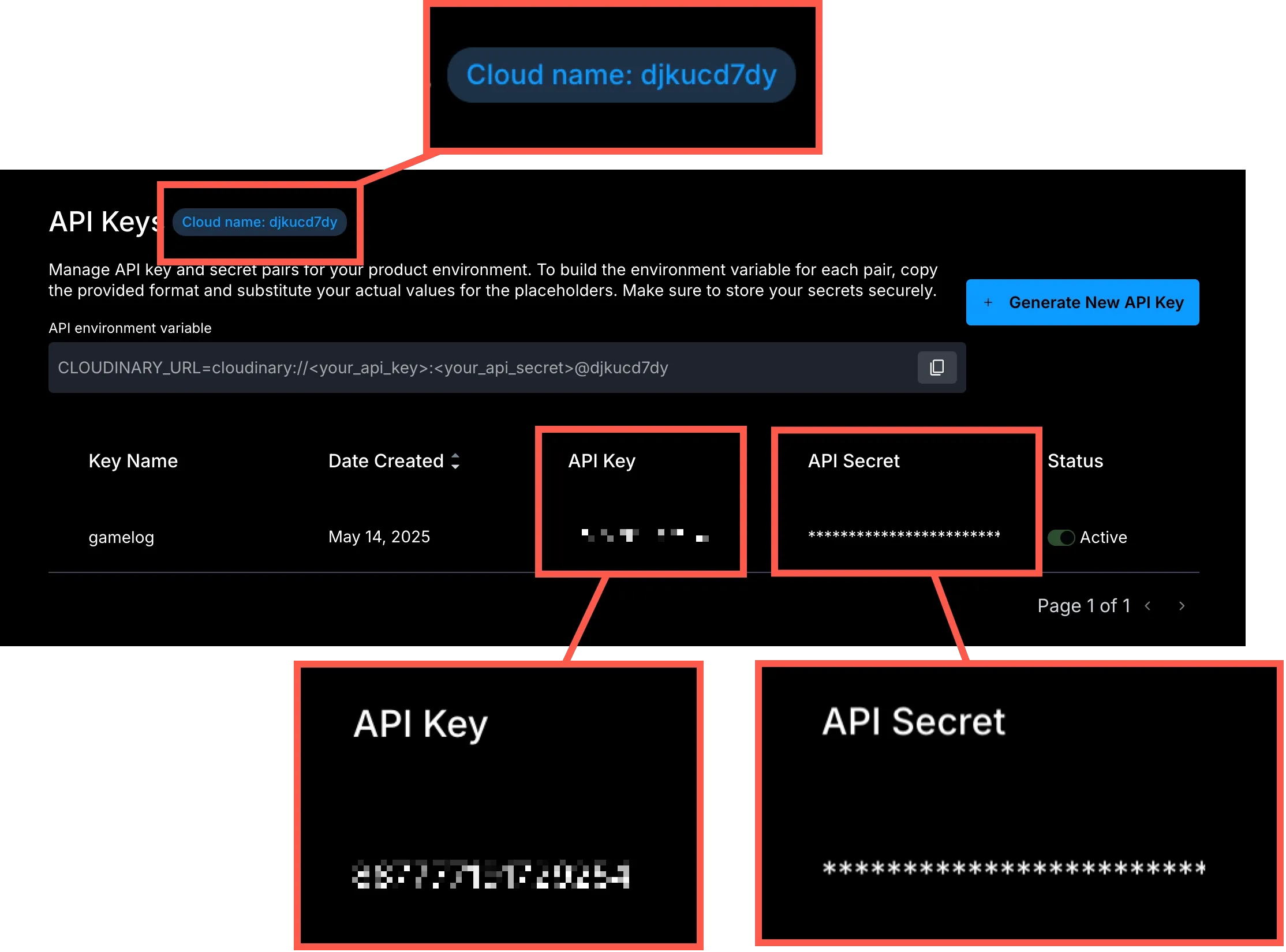 Cloudinary credentials