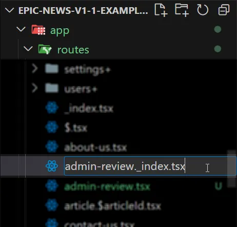 Create admin review index