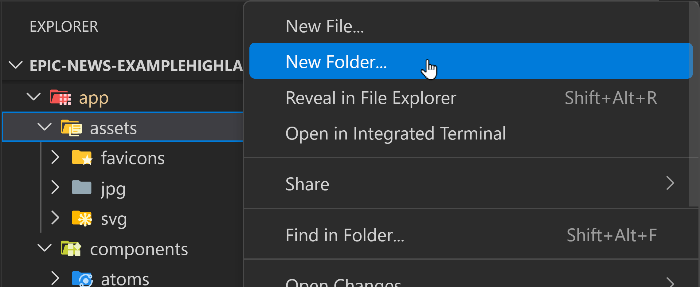 Create new folder