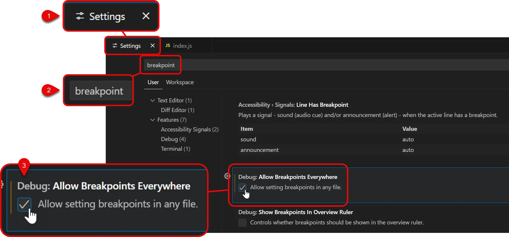 Enable breakpoints in VS Code