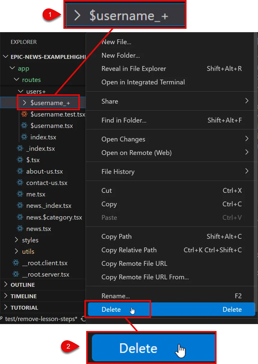 Delete existing folder