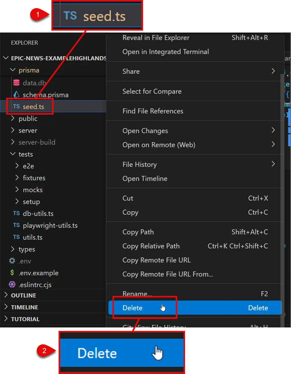 Delete seed file