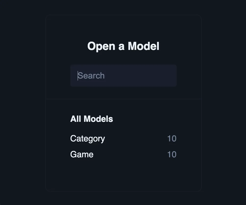 Prisma Studio with games and categories