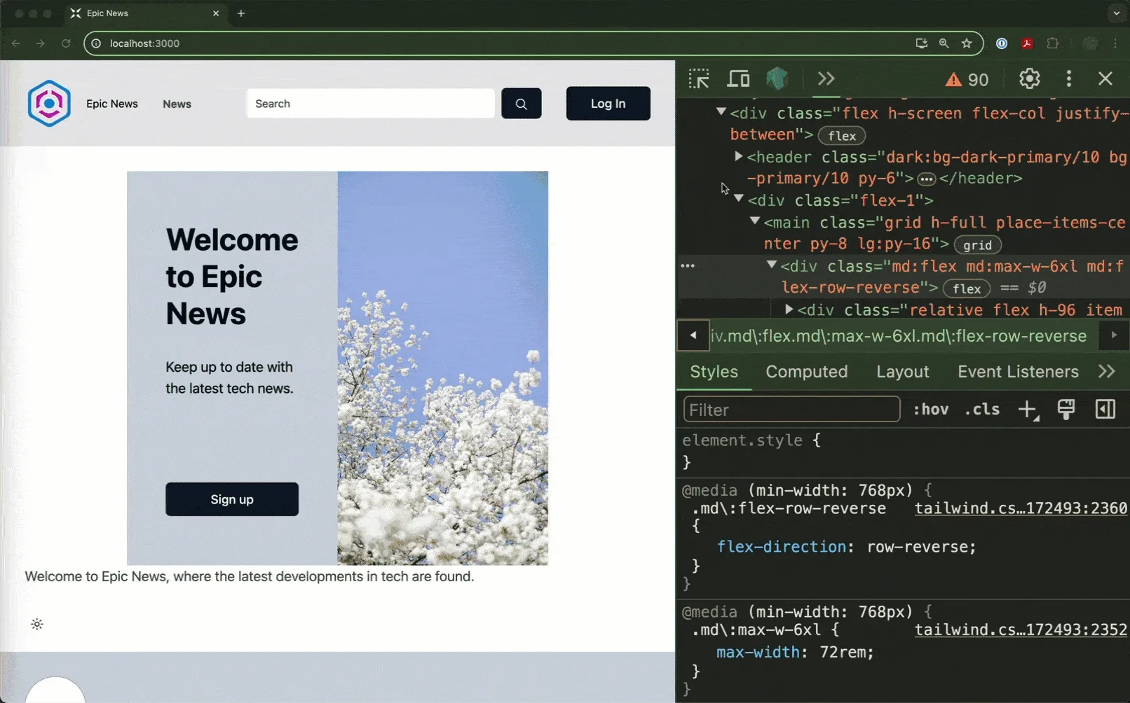 Inspect with devtools