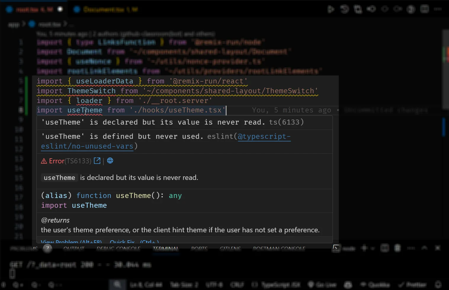 Red and yellow lines in VS Code