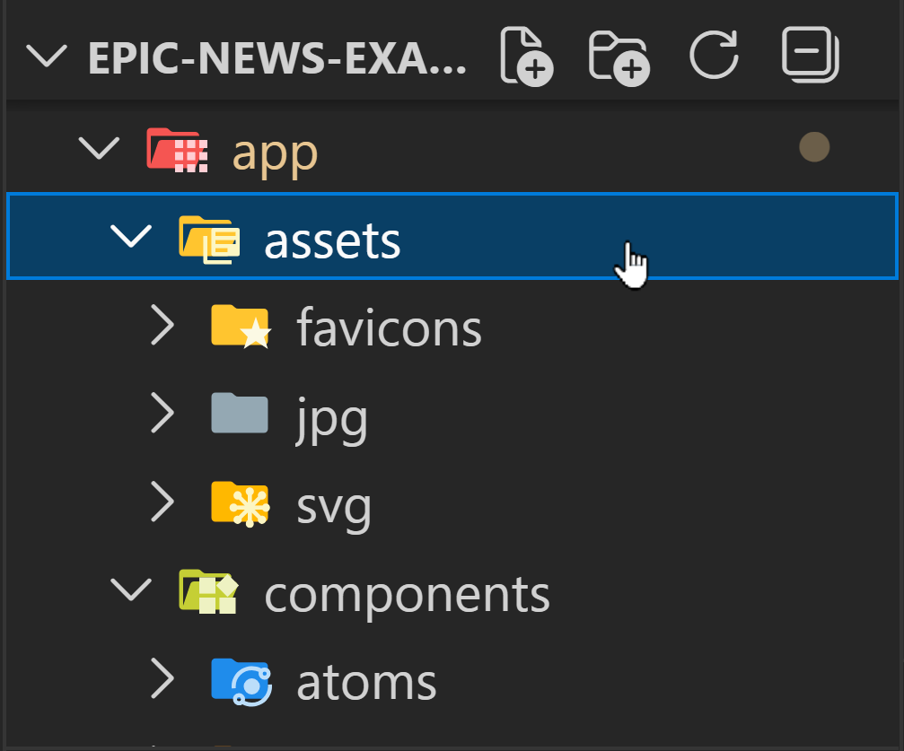 Select app/assets folder