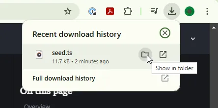 Show seed file in folder