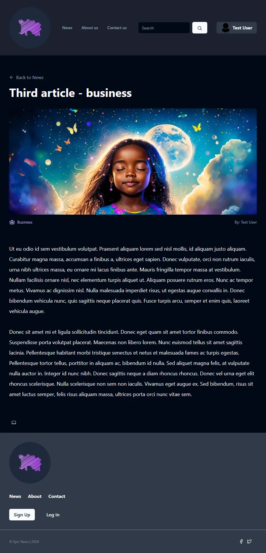 Single article page styled