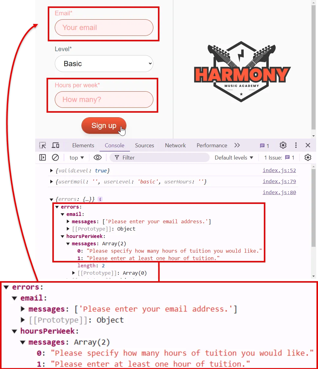 Styled input fields with errors
