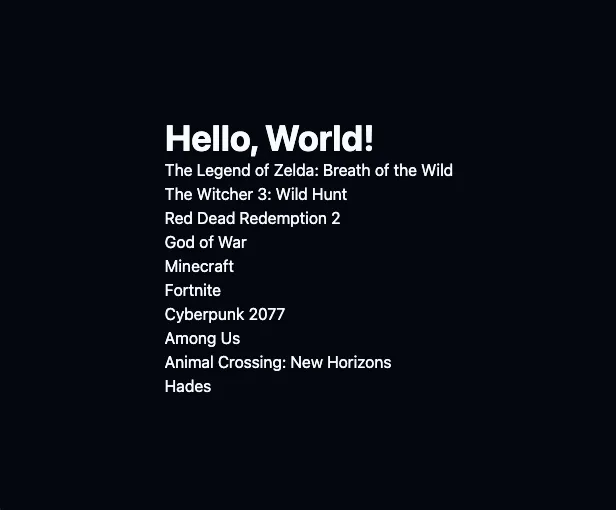 Unstyled game title list