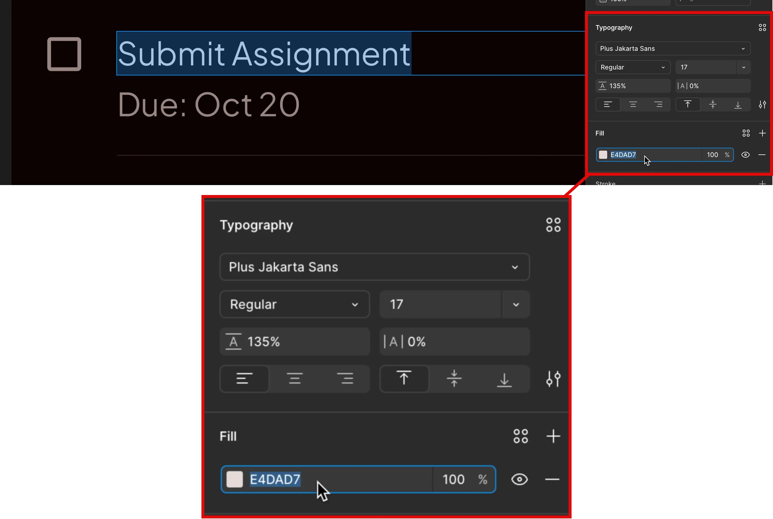 Viewing design attributes in Figma